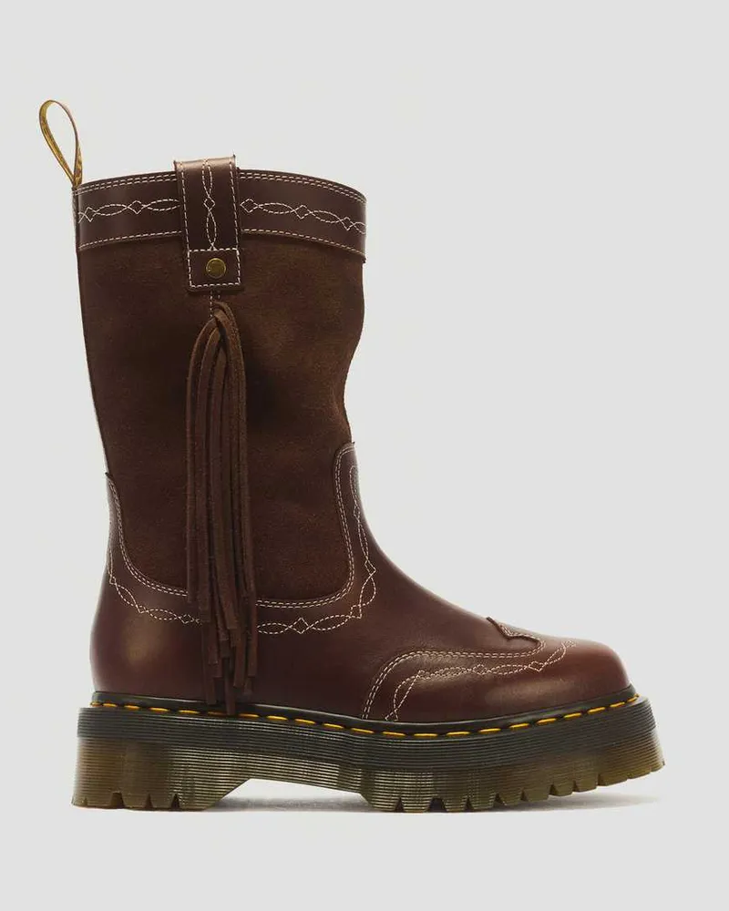 Dr.Martens Desert Rodeo Quad Mid Leder & Wildleder Stiefel in Braun, Größe Braun