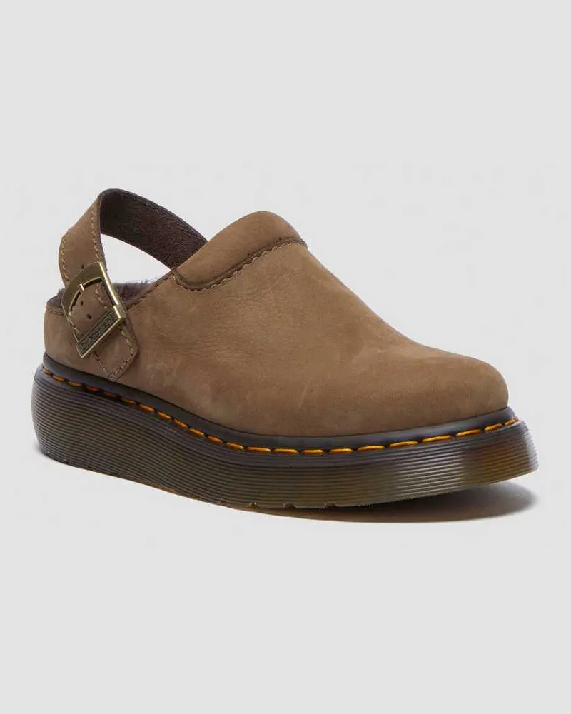 Dr.Martens Laketen Mit Kunstpelzfutter Plateau Mules in Grün, Größe Grün