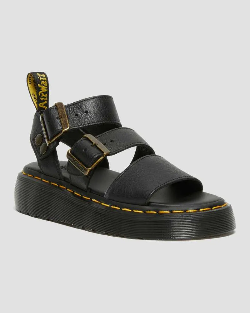 Dr.Martens Leder Gryphon Quad Pleateau Sandalen in Schwarz, Größe Schwarz