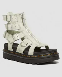 Dr.Martens Olson Tumbled Nubuck Leder Gladiatorsandalen Mit Reißverschluss in Creme/Grün Creme