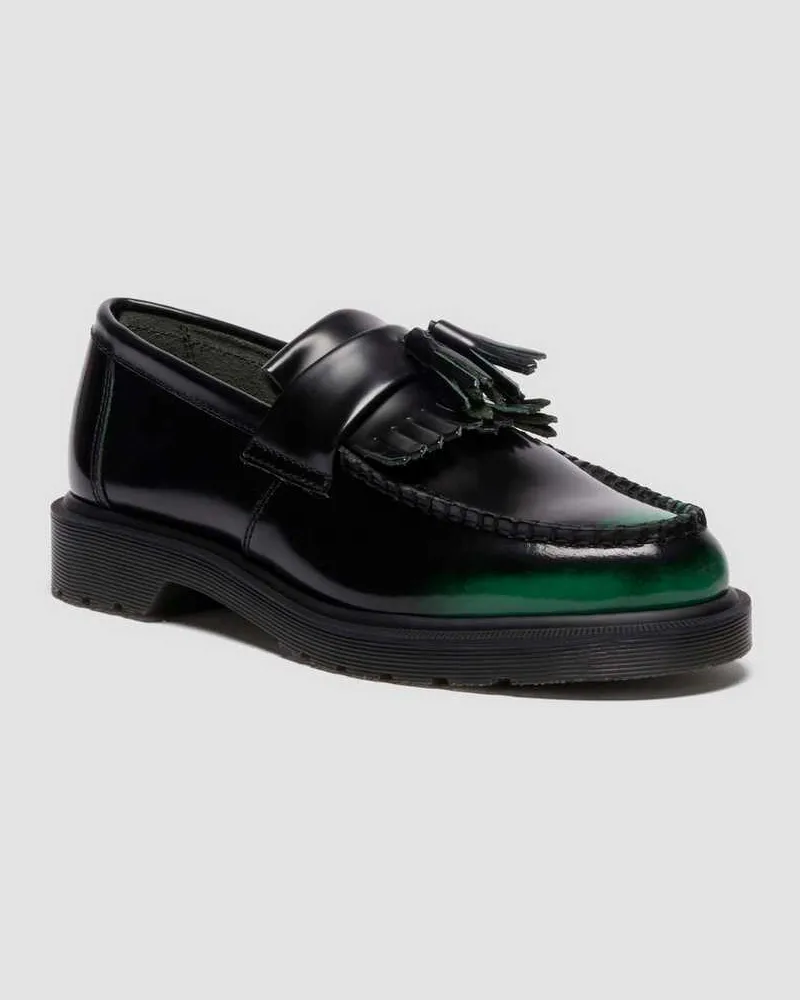 Dr.Martens Adrian Tassel Arcadia Rub Off Leder Loafer in Grün, Größe Grün