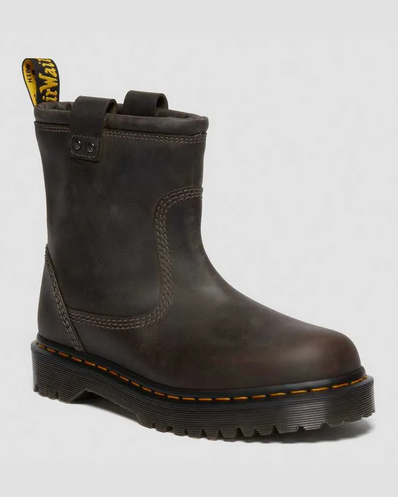 Dr.Martens Anistone Lo Leder Biker Stiefel in Grau, Größe Grau