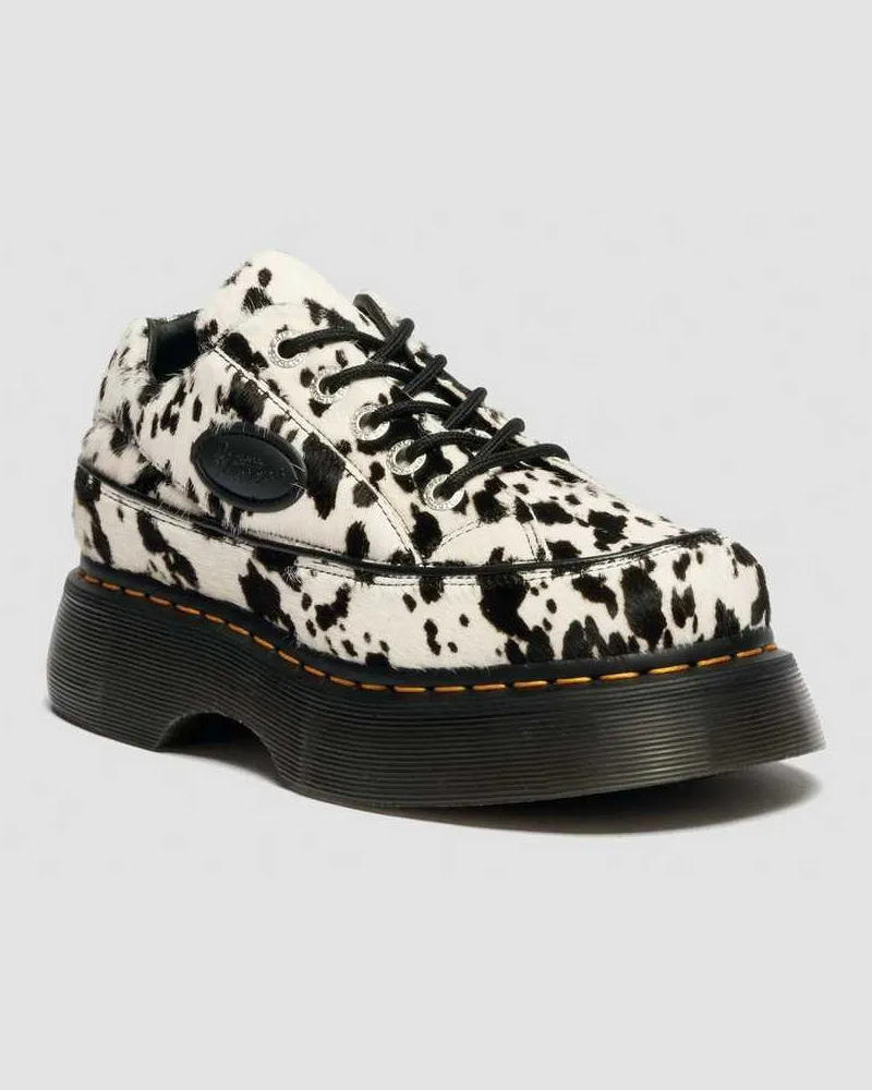 Dr.Martens Buzz 5-Ösen Dalmatiner Hair On Leder Schuhe in Creme, Größe Creme