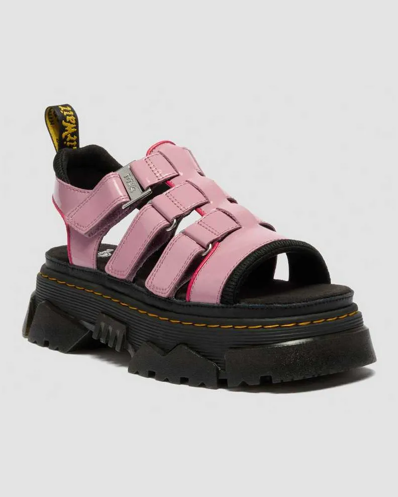 Dr.Martens Mattison Soft Lackleder Sandalen Mit 3 Riemen in Rosa, Größe Rosa