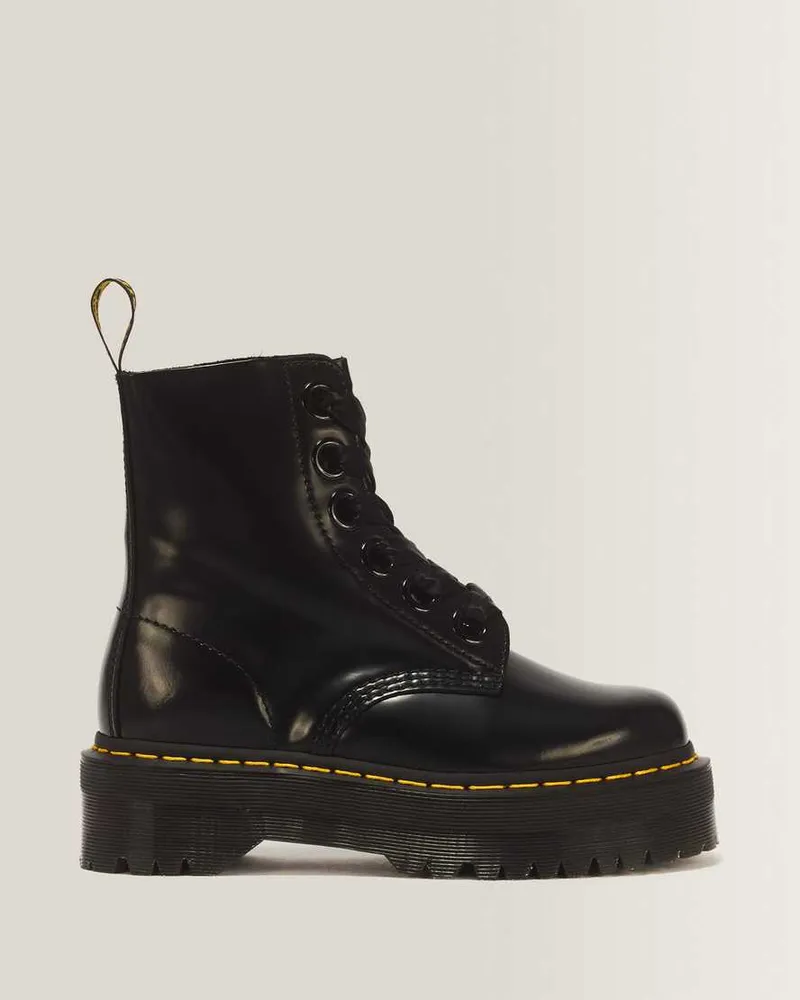 Dr.Martens Leder Molly Plateau Stiefel Schuhe in Schwarz, Größe Schwarz