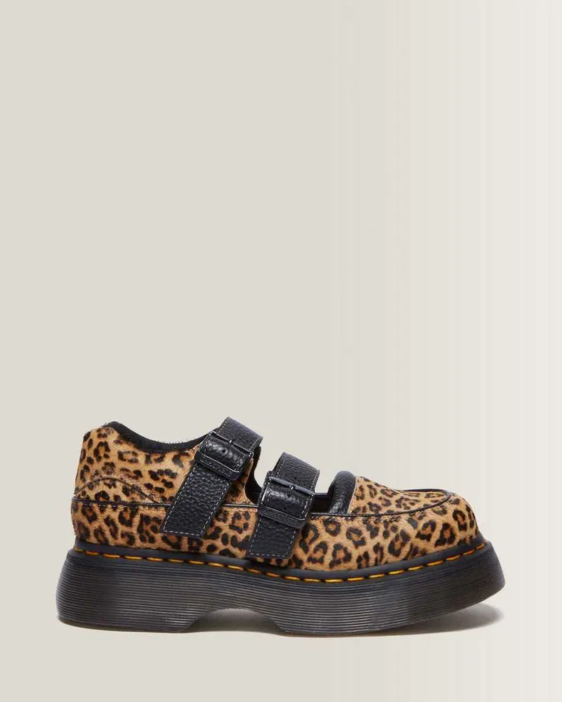 Dr.Martens Leder Buzz Leopard Mary Jane Schuhe in Bräunen, Größe Bräunen