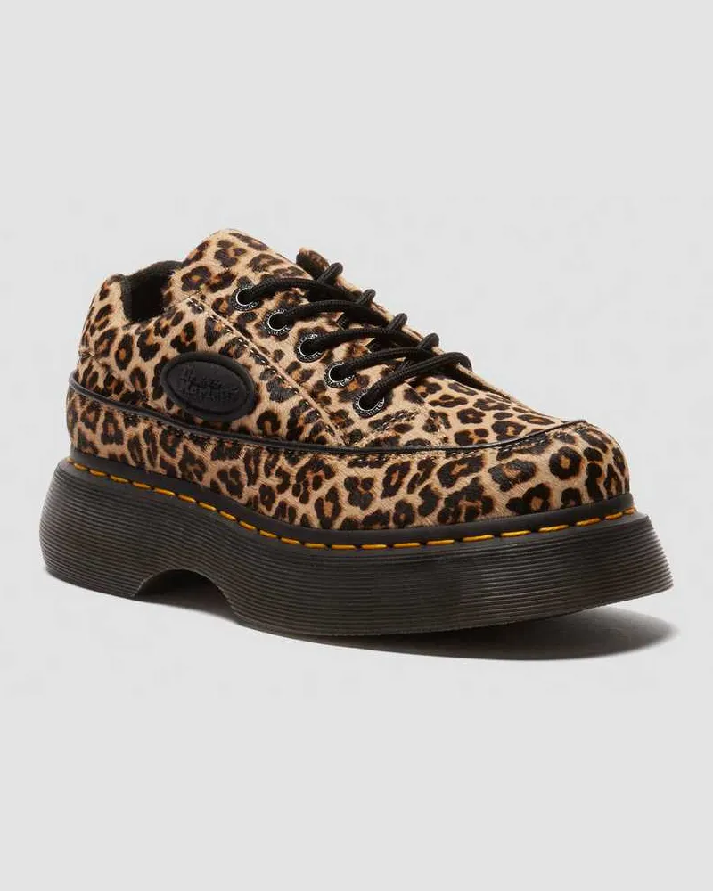 Dr.Martens Leder Buzz 5-Ösen Leopard Schuhe in Bräunen, Größe Bräunen