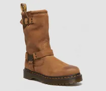Anistone Hi Tumbled Nubuck Biker Stiefel in Braun, Größe