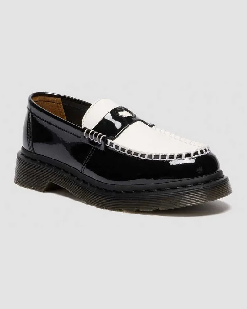 Dr.Martens Penton Heart Zweifarbige Lackleder Loafer in Schwarz, Größe Schwarz