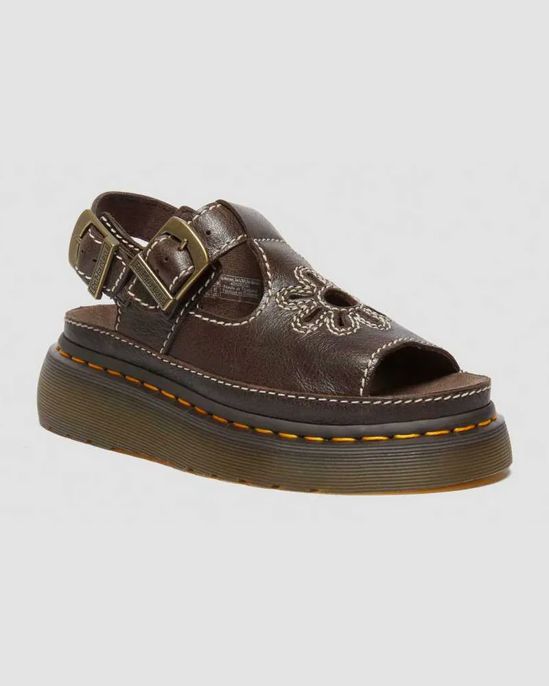 Dr.Martens Dunnet Flower Full Grain Leder Sandalen in Braun, Größe Braun