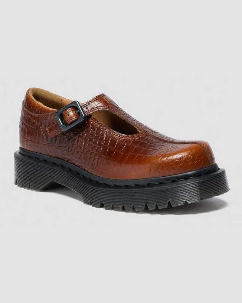Dr.Martens Rejena Mary Jane Croc Emboss Leder Schuhe in Braun, Größe Braun