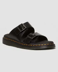 Dr.Martens Josef Leder Buckle Slide Sandalen in Schwarz Schwarz