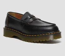 Penton Bex Yellow Stitch Quilon Leder Loafer in Schwarz, Größe