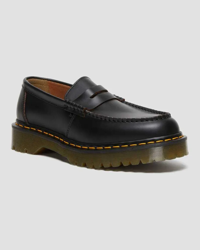 Dr.Martens Penton Bex Yellow Stitch Quilon Leder Loafer in Schwarz, Größe Schwarz