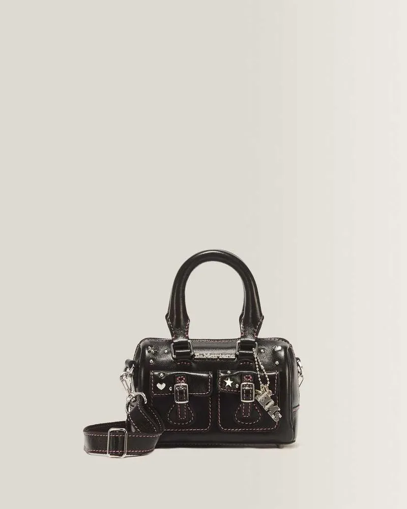 Dr.Martens Mini Top Handle Milled Gloss Leder Tasche in Schwarz Schwarz
