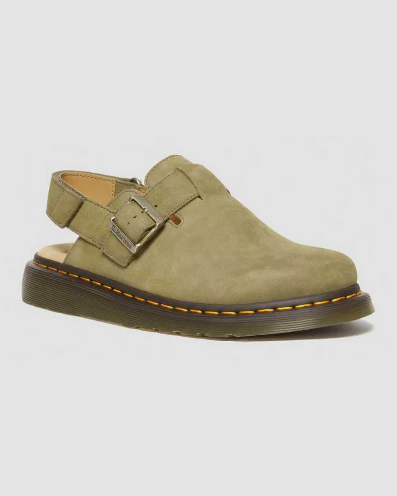 Dr.Martens Jorge II Tumbled Nubuck Leder Slingback Mules in Grün, Größe Grün