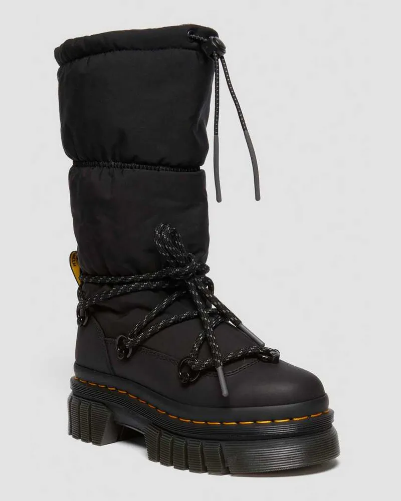 Dr.Martens Leder Audrick Hi Puffer Stiefel in Schwarz, Größe Schwarz