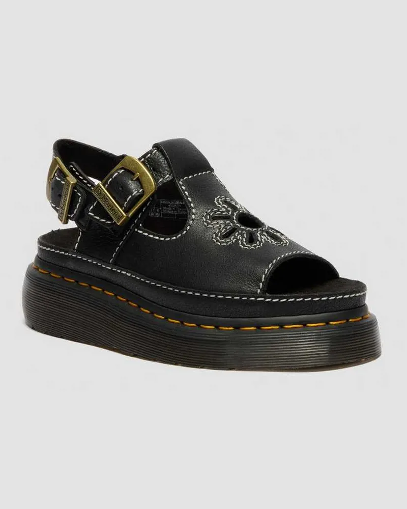 Dr.Martens Dunnet Flower Full Grain Leder Sandalen in Schwarz, Größe Schwarz