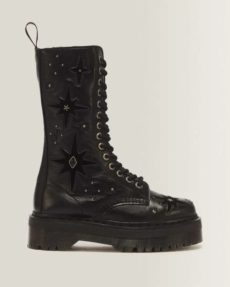 Dr.Martens 1B99 Whimsigoth 14-Ösen Leder & Samt Schnürstiefel in Schwarz, Größe Schwarz