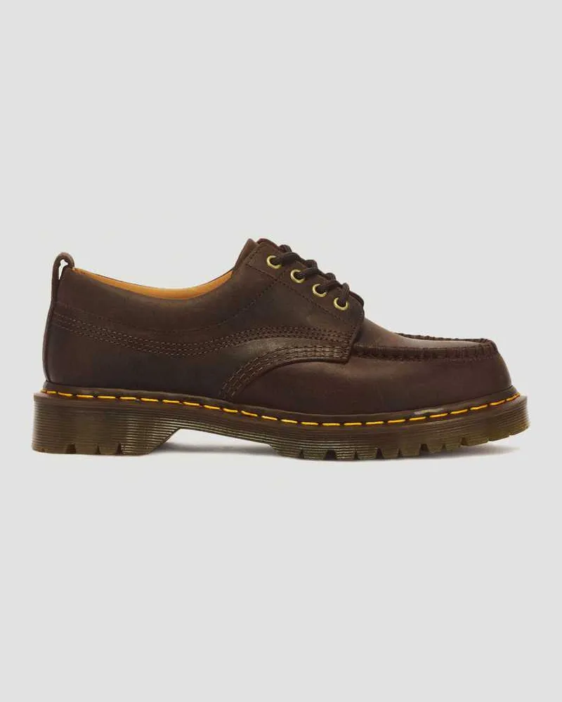Dr.Martens Lowell 4-Ösen Crazy Horse Leder Moc Toe Schuhe in Braun, Größe Braun
