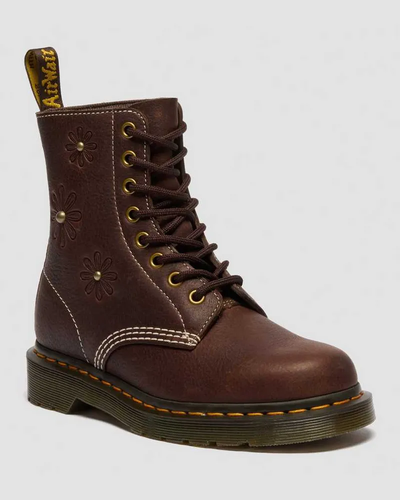 Dr.Martens 1460 Pascal Flower Grizzly Leder Stiefel in Braun, Größe Braun