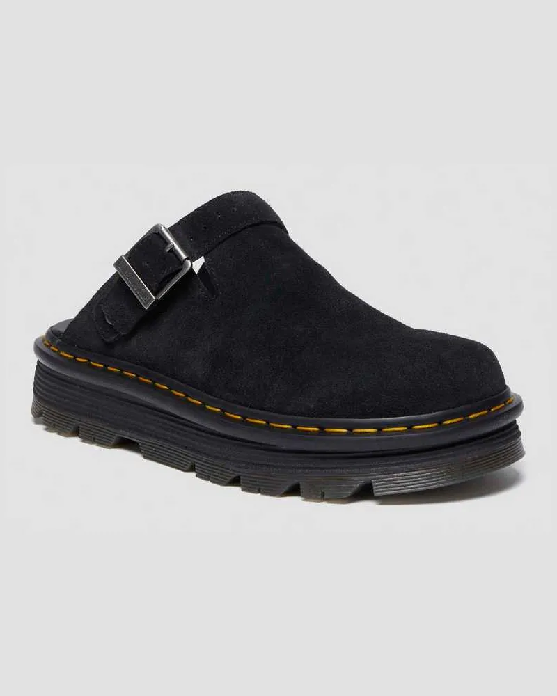 Dr.Martens Suède Zebzag Wildleder Casual Slingback Plateau Mules in Schwarz, Größe Schwarz