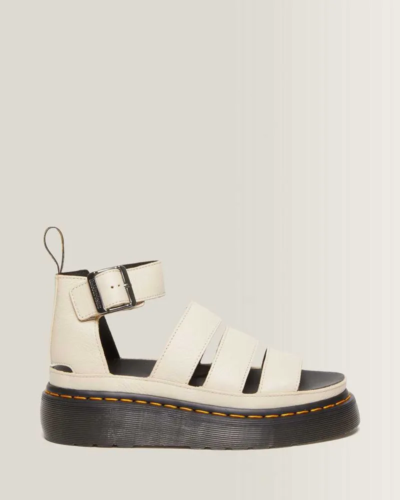 Dr.Martens Clarissa II Pisa Leder Plateau Riemensandalen in Creme, Größe Creme