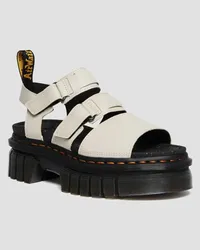 Dr.Martens Ricki Nappa Lux Leder Plateausandalen Mit 3 Riemen in Creme/Grau Creme