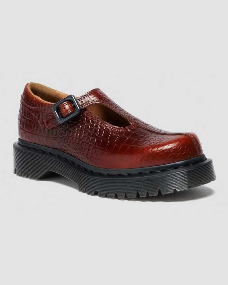 Dr.Martens Rejena Mary Jane Croc Emboss Leder Schuhe in Braun, Größe Braun