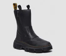 Dmxl Leder Biker Stiefel in Schwarz, Größe