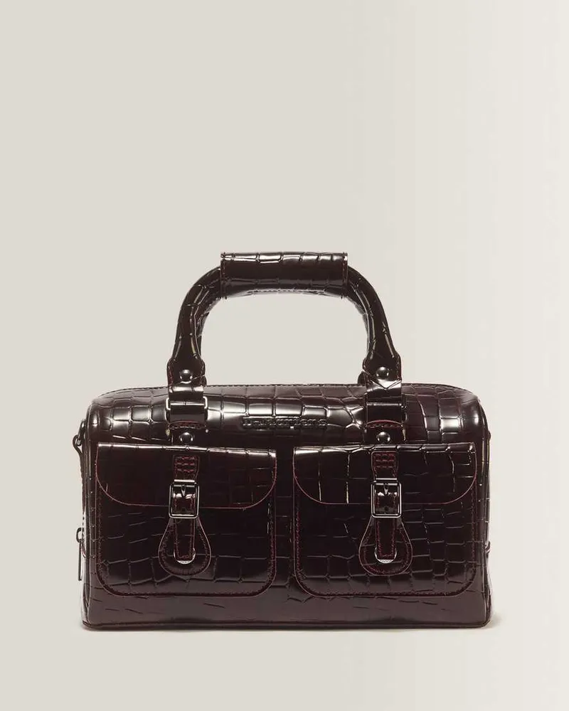 Dr.Martens Top Handle Croc Emboss Leder Tasche in Rot Rot