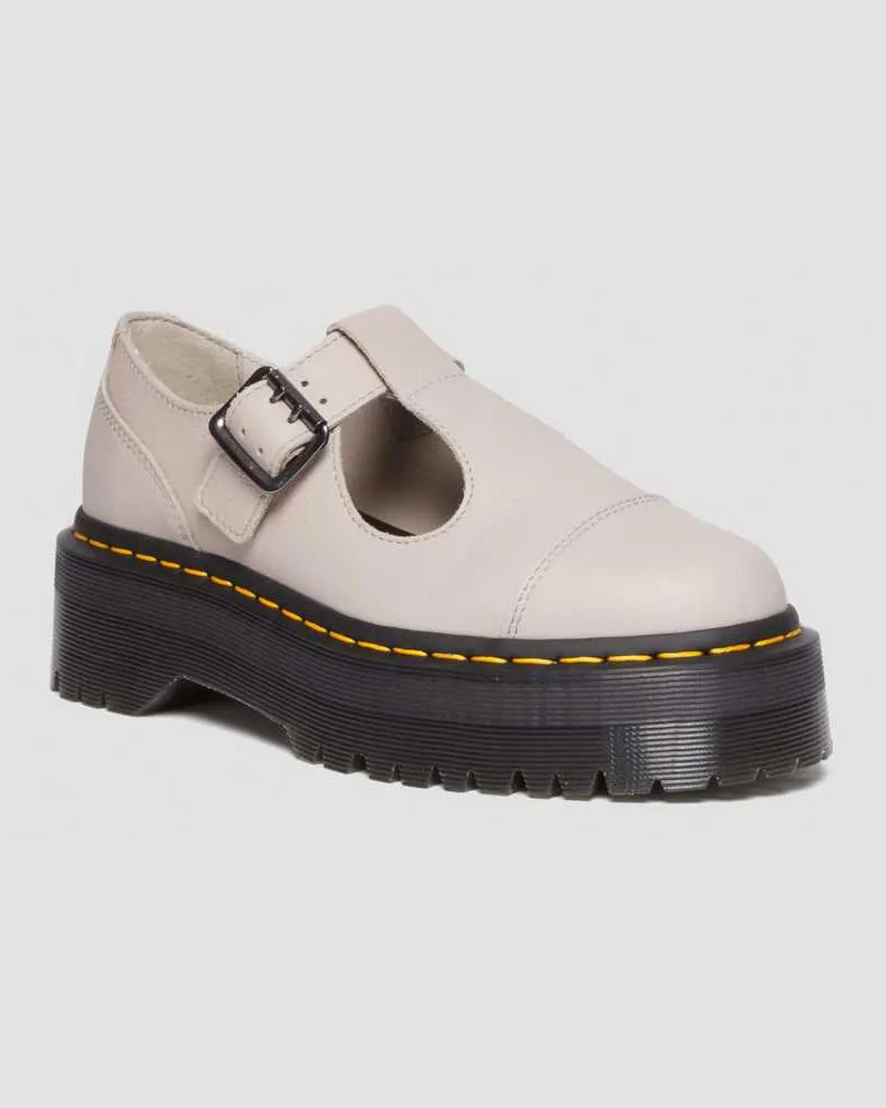 Dr.Martens Bethan Pisa Leder Mary Jane Plateauschuhe in Creme, Größe Creme