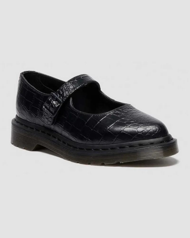 Dr.Martens Elphie Mary Jane Emboss Leder Schuhe in Schwarz, Größe Schwarz