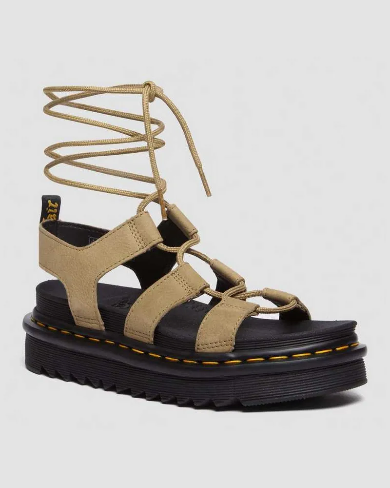 Dr.Martens Nartilla Tumbled Nubuck Leder Gladiatorsandalen in Bräunen/Braun, Größe Bräunen