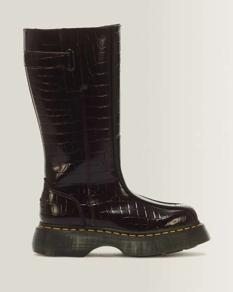 Dr.Martens Buzz Hi Croc Emboss Leder Stiefel in Rot, Größe Rot