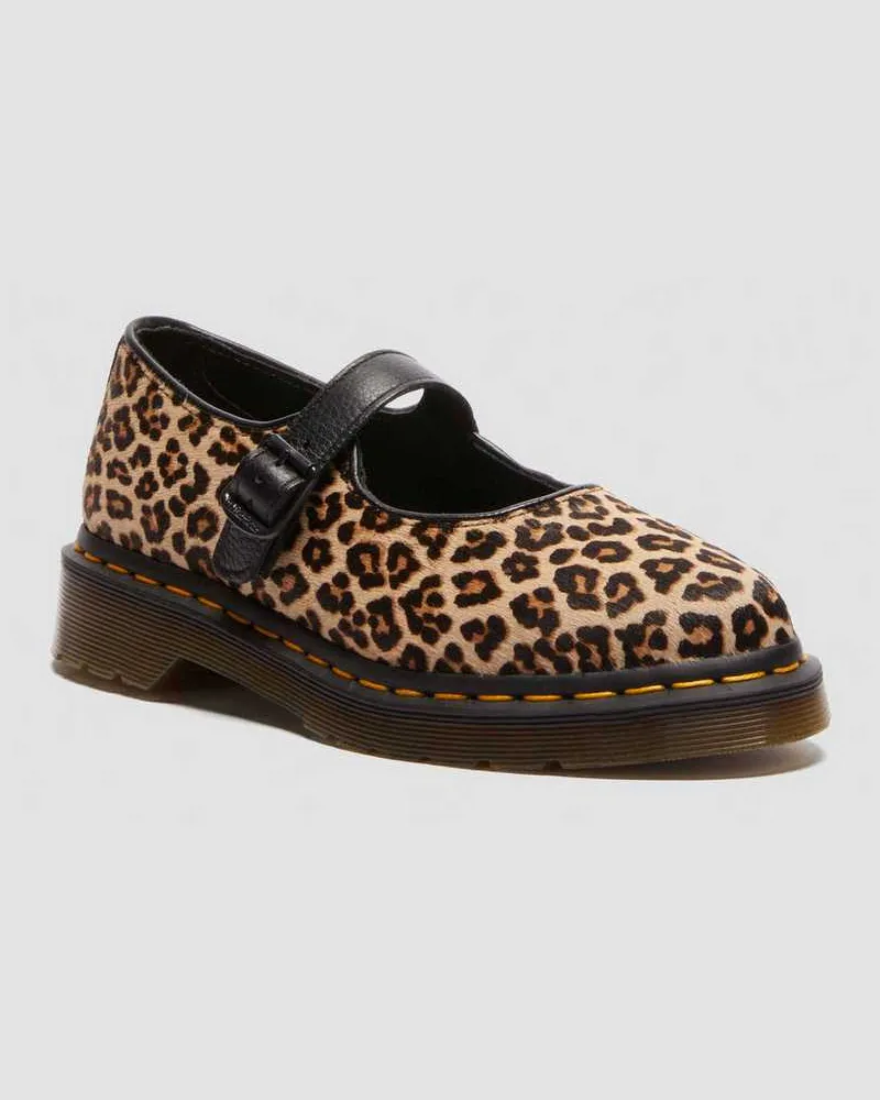 Dr.Martens Leder Elphie Leoparden Mary Jane Schuhe in Bräunen, Größe Bräunen
