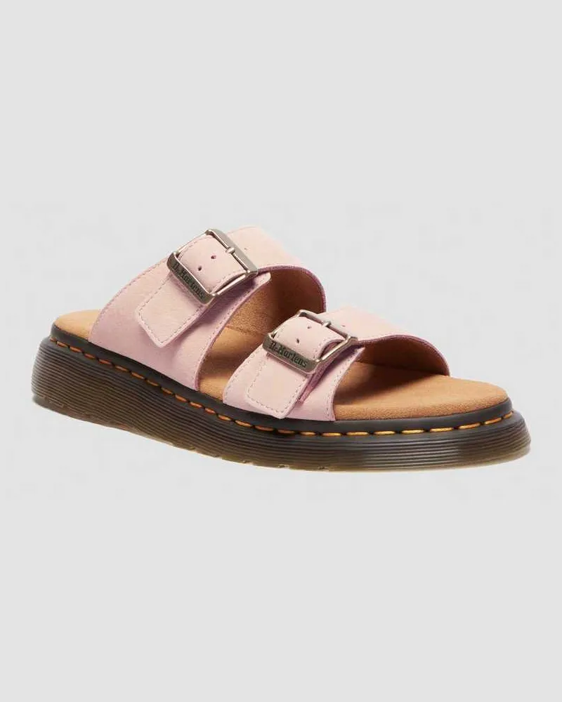 Dr.Martens Josef Nubuck Leder Slide Sandalen in Rosa, Größe Rosa