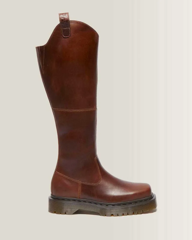 Dr.Martens Amaayah Kniehohe Leder Reitstiefel in Braun, Größe Braun
