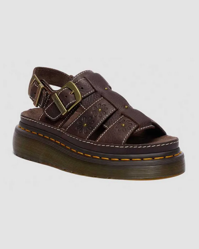 Dr.Martens Wrenlie Open Toe Grizzly Leder Fisherman Plateausandalen in Braun, Größe Braun