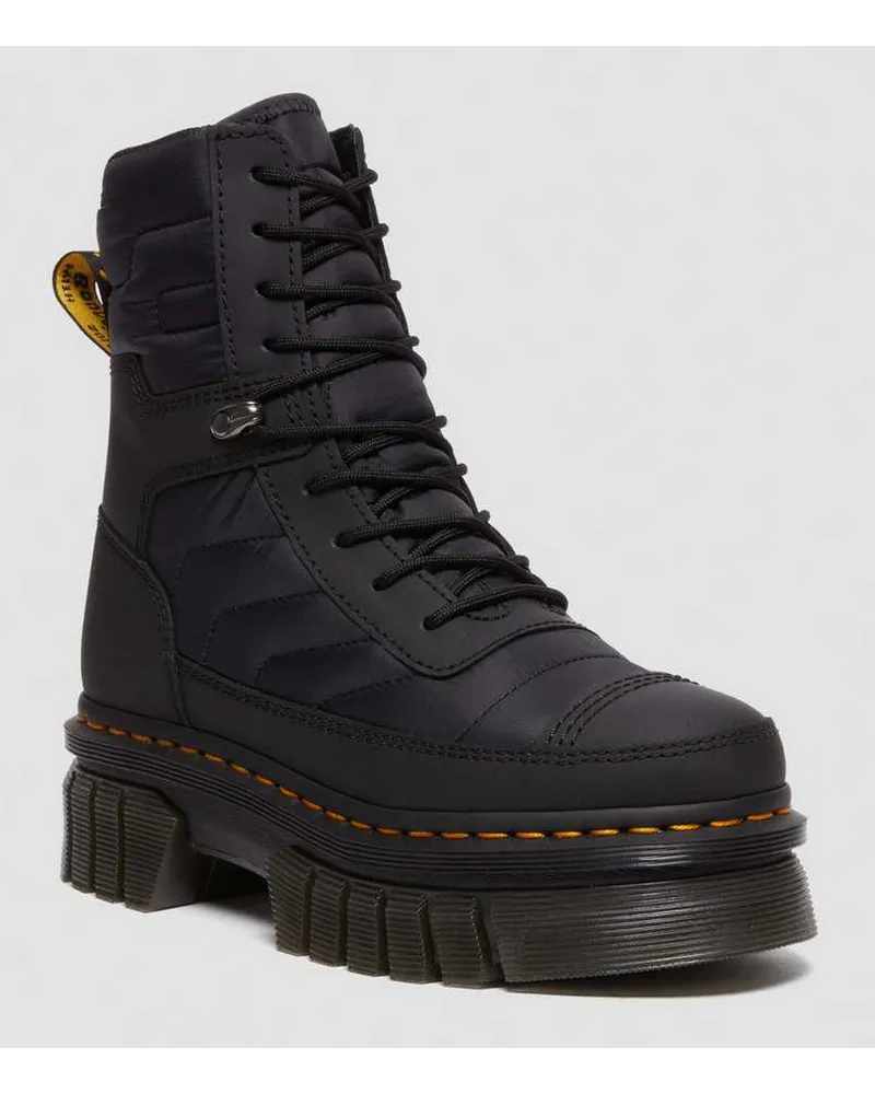 Dr.Martens Leder Audrick 8I Quilted Plateau Stiefel in Schwarz Schwarz