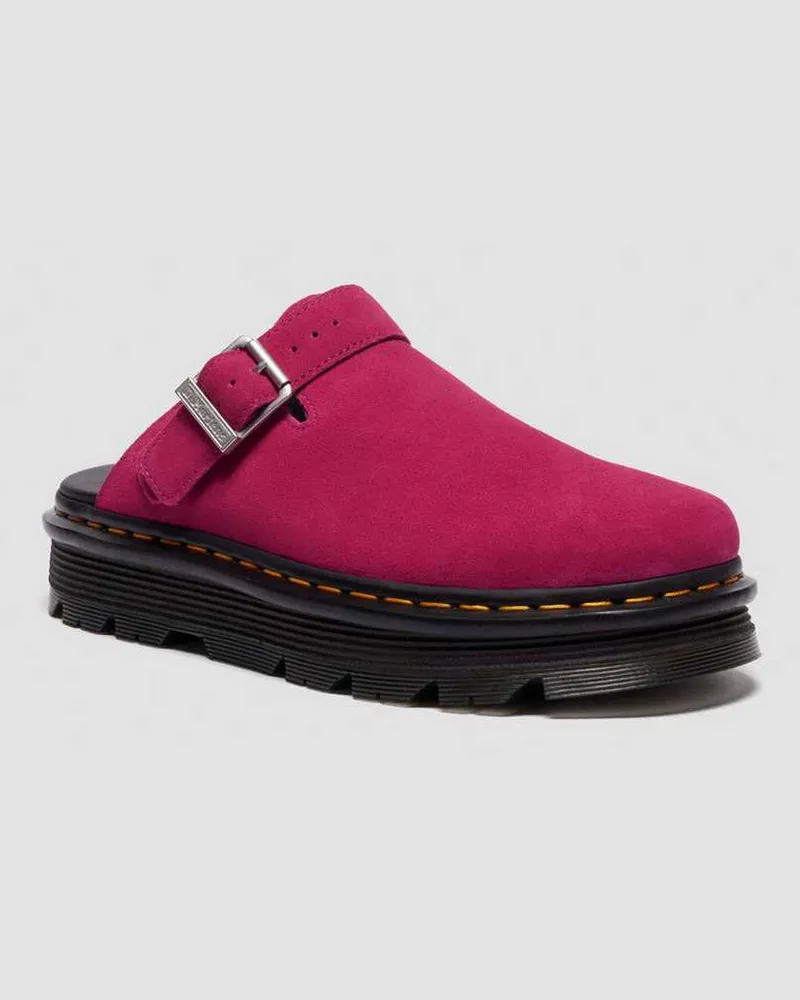 Dr.Martens Suède Zebzag Wildleder Casual Slingback Plateau Mules in Rosa, Größe Rosa