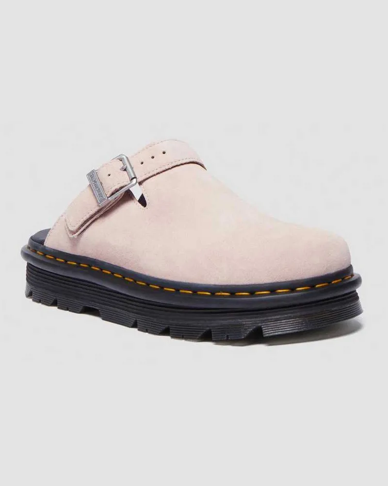 Dr.Martens Suède Zebzag Wildleder Casual Slingback Plateau Mules in Rosa, Größe Rosa
