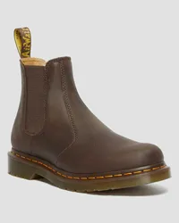 Dr.Martens Leder 2976 Crazy Horse Chelsea Stiefel Mit Gelben Nähten, in Braun Braun