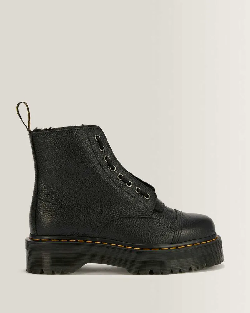 Dr.Martens Nappa Leder Sinclair Fl 8-Ösen Milled Nappa Schnürstiefel in Schwarz, Größe Schwarz