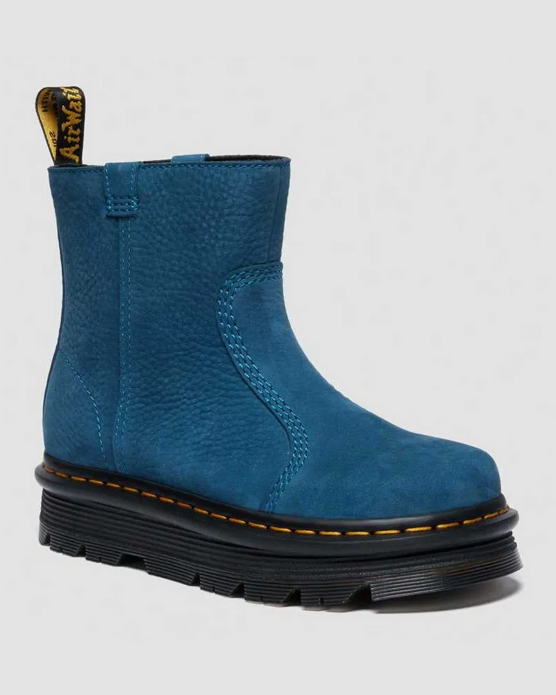 Dr.Martens Zebzag Rigger Slip On Nubuck Stiefel in Blau, Größe Blau