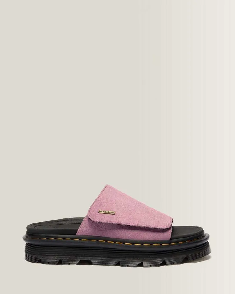 Dr.Martens Suède Zebzag Wildleder Plateau Slides in Rosa, Größe Rosa