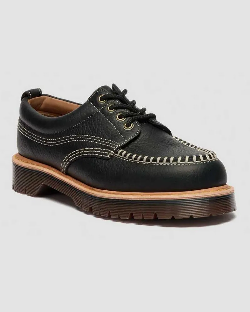 Dr.Martens Lowell Wild Grain Leder Moc Toe Schuhe in Schwarz, Größe Schwarz