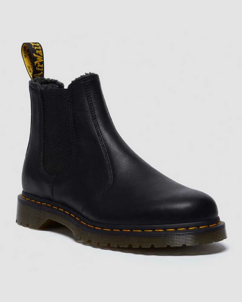 Dr.Martens 2976 Grizzly Leder Chelsea Stiefel Mit Kunstfellfutter Schuhe in Schwarz, Größe Schwarz