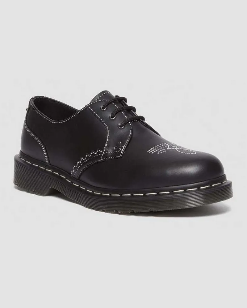 Dr.Martens 1461 Leder Schuhe Mit Kontrastnähten in Schwarz/Weiß Schwarz