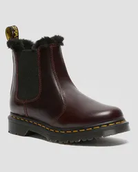 Dr.Martens 2976 Leonore Kunstpelz Gefütterte Chelsea Stiefel, Damen, Leder in Rot Rot